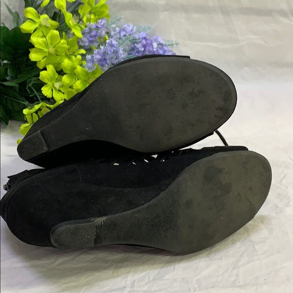 Material Girl Black Caged Wedges - Picture 7 of 7